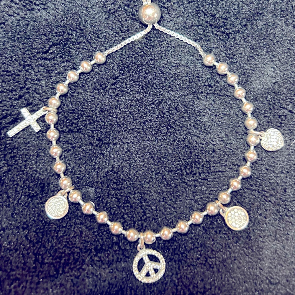 Sterling Silver & Cubic Zirconia Charm Bracelet